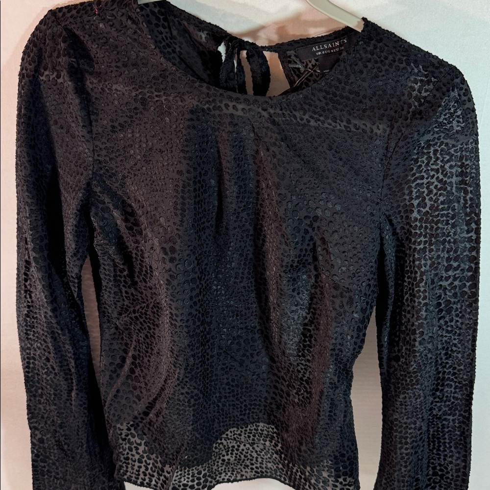 All Saints Black Textured Blouse